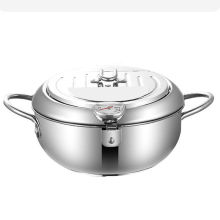 Kitchen Tempura Fryer Pan Stainless Steel Thermometre Control Deep Frying Pot